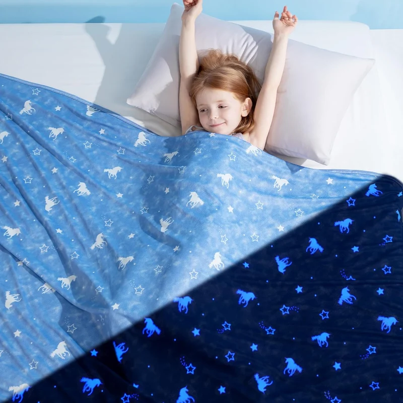 Elegear Glow-in-the-Dark Kids Cooling Blanket – Q-Max > 0.5, Fun & Skin-Friendly