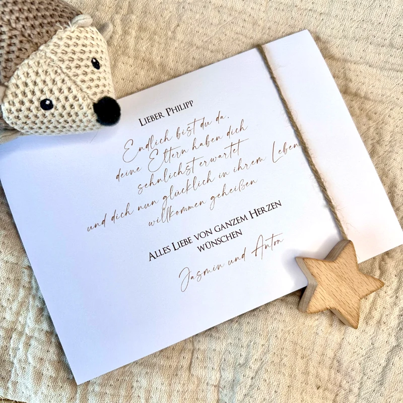 Baby Geburt Glückwunsch Karte Name personalisiert I Junge Mädchen Geschenk I Taufe Glückwunschkarte Geldgeschenk Geburtskarte
