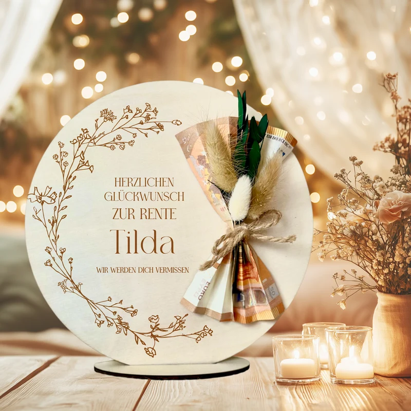 Geschenk Rente Frau, Geschenk zur Rente aus Holz personalisiert Kollegin Geschenk Ruhestand Mann Abschiedsgeschenk Arbeitskollegin Abschied