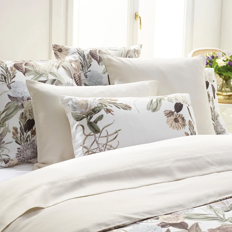 Housse de couette + taie(s) d'oreiller satin de coton - Garden taupe