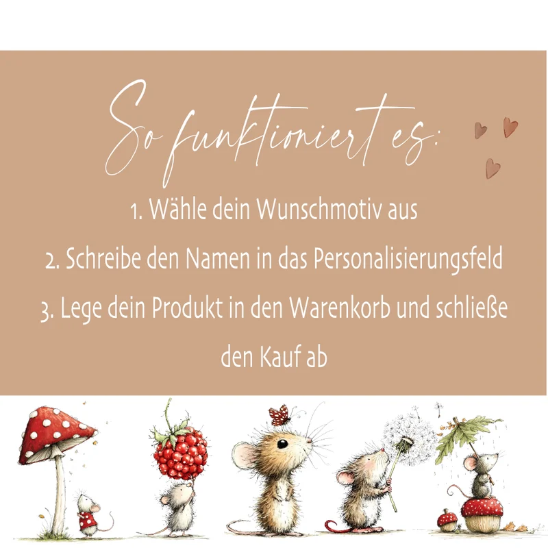 Personalisierte Kinder Brotdose mit Bambusdeckel – Süße Maus Motive im Boho-Stil – Edelstahl & Weißblech