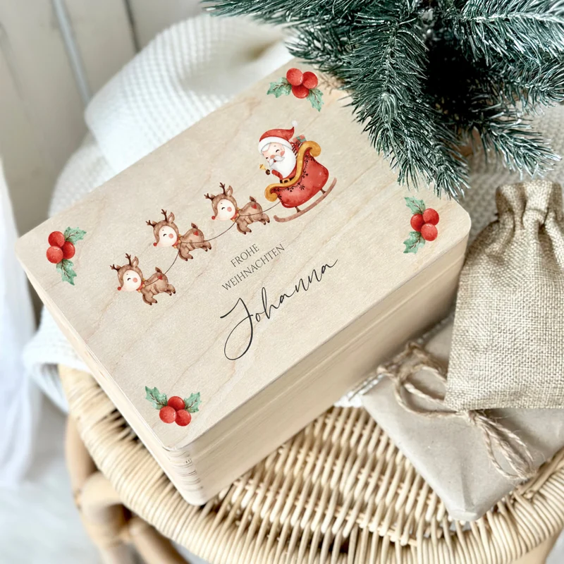 Personalisierte Weihnachtsbox Geschenk Weihnachten Holzbox Holzbox Geschenkbox Frohe Weihnachten Personalisierte Heiligabend Weihnachtsmann