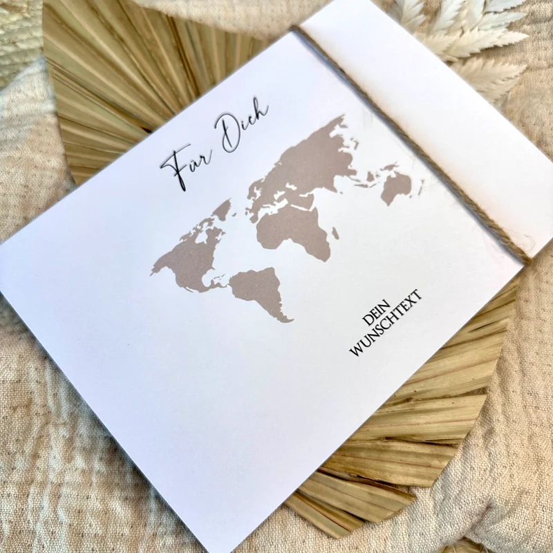 Personalisierte Geldgeschenk Karte Reisegutschein I Weltkarte | Geburtstagsgeschenk Reise | Hochzeitsgeschenk I Geschenk zur Hochzeit I persönliches Geschenk | Geld verschenken