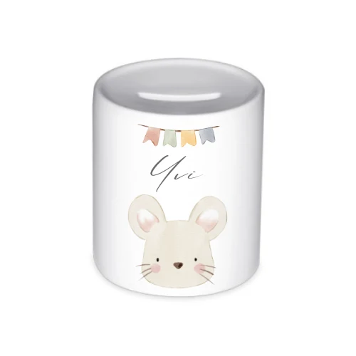 Personalisierte Spardose "Maus" mit Namen für Kinder