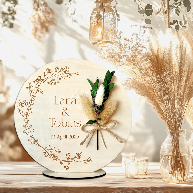 Personalisiertes Hochzeitsgeschenk Geld Geschenk aus Holz zur Hochzeit Geldgeschenk mit Namen u. Datum, Geschenk Hochzeit Tisch Deko Boho
