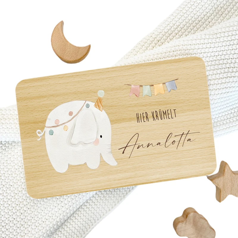 Frühstücksbrett personalisiertes Babygeschenk Geburt Taufe Baby Taufgeschenk Schneidebrett mit Namen| Große Motivauswahl