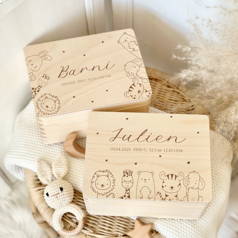 Erinnerungsbox Baby Personalisiert Baby Erinnerungskiste aus Holz Babygeschenk Geschenk zur Geburt Taufe Geburtsgeschenk Taufgeschenk Mädchen Junge