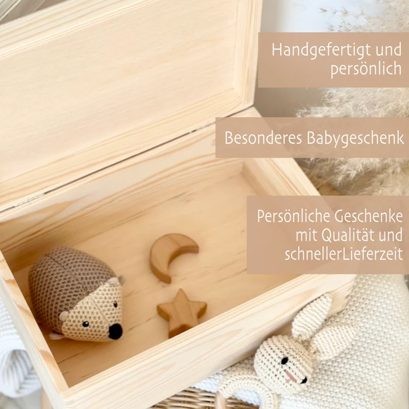 Erinnerungsbox Baby Personalisiert Baby Erinnerungskiste aus Holz Babygeschenk Geschenk zur Geburt Taufe Geburtsgeschenk Taufgeschenk Mädchen Junge