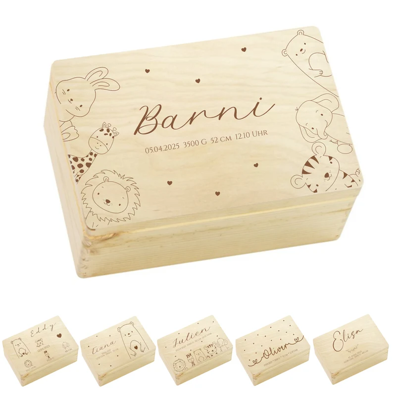 Erinnerungsbox Baby Personalisiert Baby Erinnerungskiste aus Holz Babygeschenk Geschenk zur Geburt Taufe Geburtsgeschenk Taufgeschenk Mädchen Junge