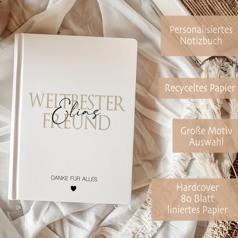 Notizbuch Freundin Geschenk mit Namen personalisiertes Notizheft weltbeste Freundin, weltbester Freund, Partner, Herzensmensch