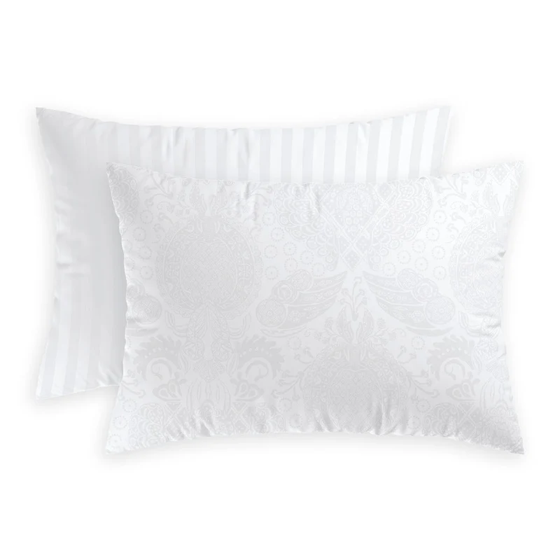 Taie(s) d'oreiler satin de coton - Jacquard Arles Blanc