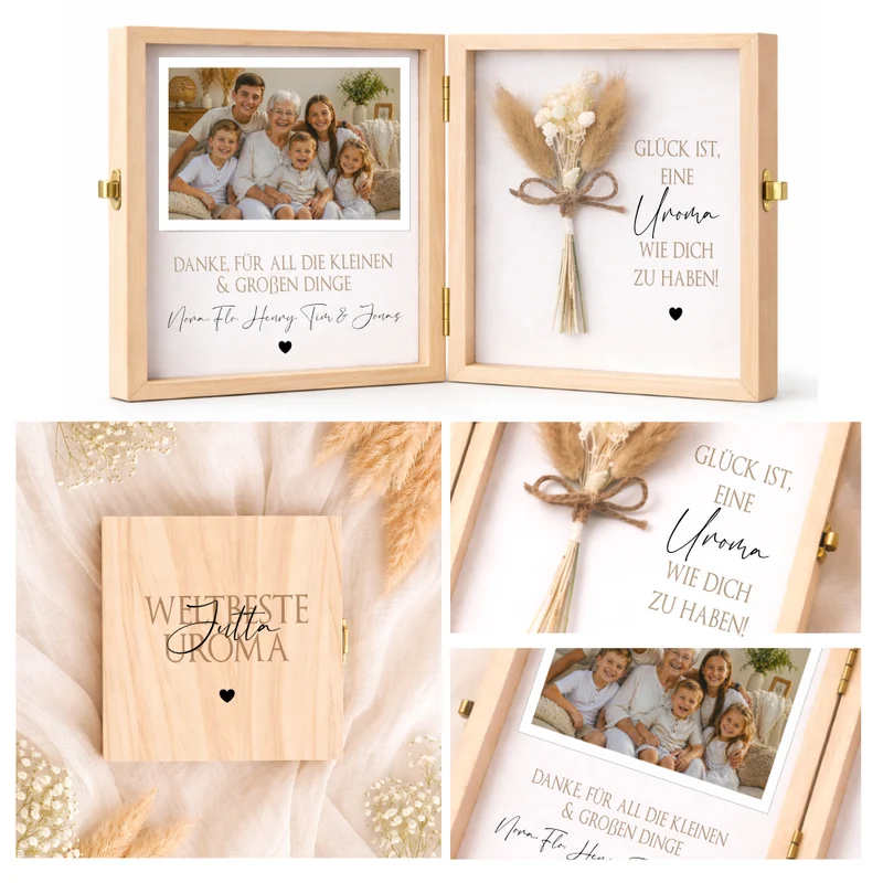 Geschenk Oma Opa personalisiert | Geschenk Uroma Uropa | Geburtstagsgeschenk Großeltern | Fotogeschenk Holzbox I Geschenk Enkelkinder Namen