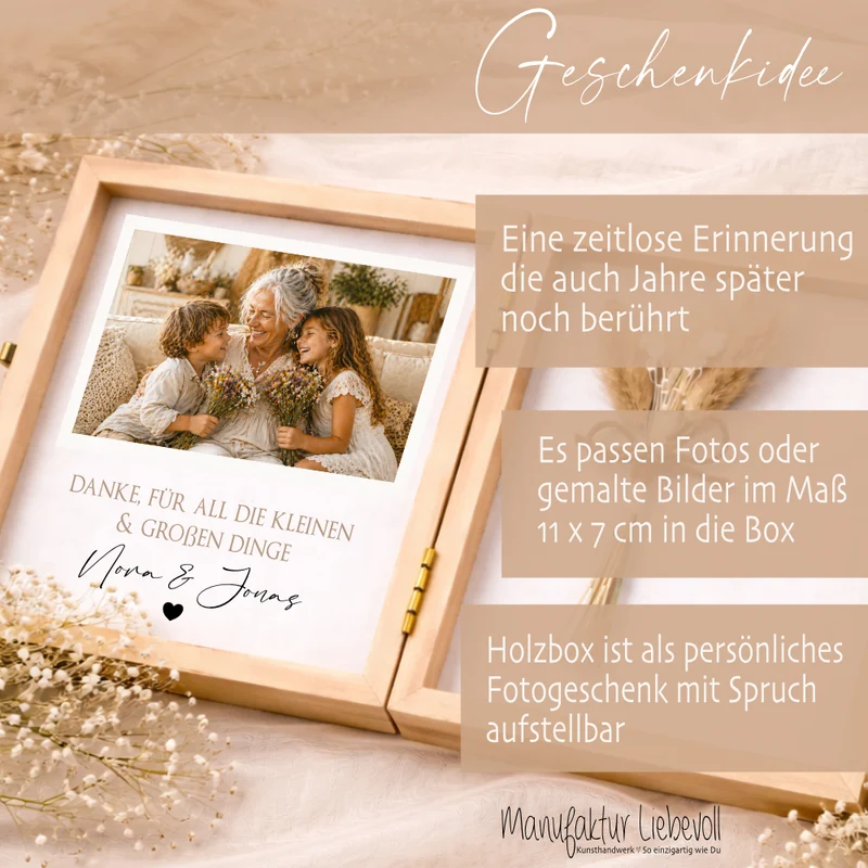 Geschenk Oma Opa personalisiert | Geschenk Uroma Uropa | Geburtstagsgeschenk Großeltern | Fotogeschenk Holzbox I Geschenk Enkelkinder Namen