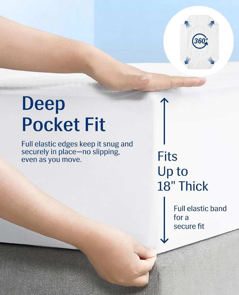 Elegear Cooling Mattress Pad King, Upgraded Arc-Chill® 3.0 + PCM Cooling Washable Mattress Protector for Hot Sleepers, White