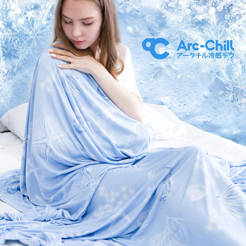Elegear Marine Print Cooling Blanket – Q-Max > 0.5, Ultra-Soft & Breathable for Summer