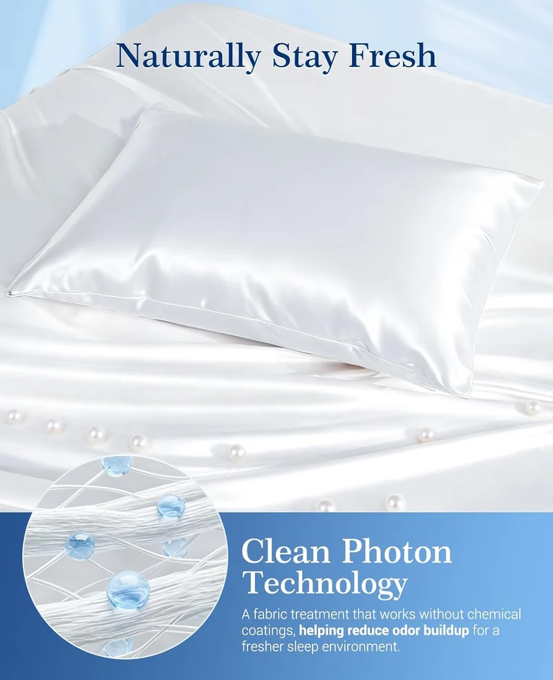 Elegear Arc-Chill Cooling Pillowcases Q-max>0.5, 2-Pack, Soft & Hair-Friendly-White