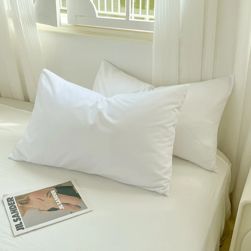 Washed Cotton Pillowcases Set of 2, 48×74cm (19×29 in), Solid Color Brushed Twill Pillow Covers, Soft Breathable Modern Style