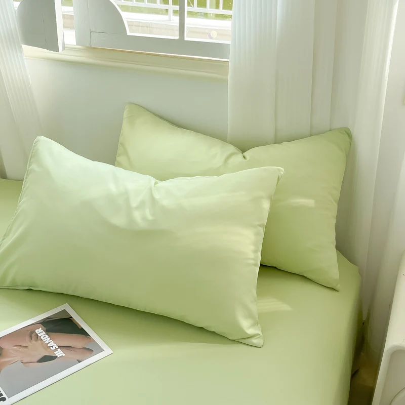 Washed Cotton Pillowcases Set of 2, 48×74cm (19×29 in), Solid Color Brushed Twill Pillow Covers, Soft Breathable Modern Style