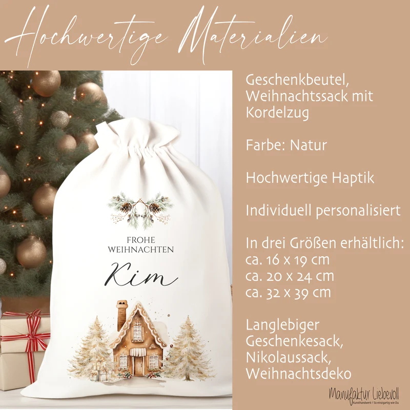 Personalisierter Geschenkesack zum Befüllen für Kinder und Erwachsene zu Weihnachten