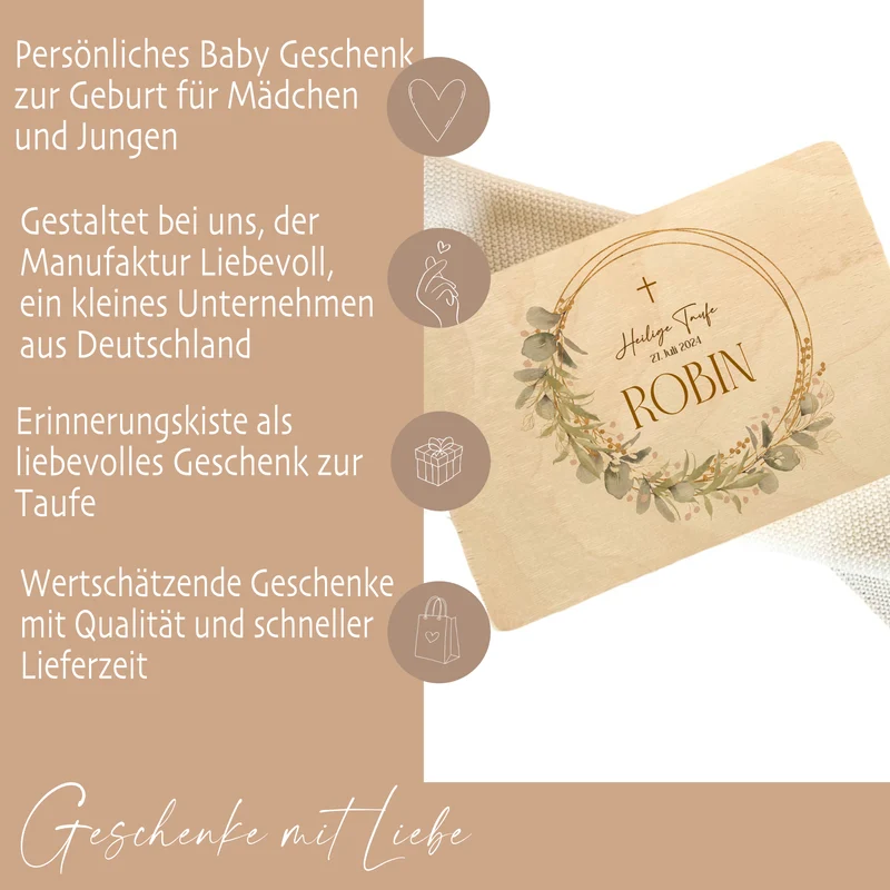 Taufgeschenk Erinnerungskiste Baby Erinnerungsbox Babygeschenke Taufe Geschenk Baby Name Holzkiste Jungen Taufgeschenk Mädchen Kind Holzbox