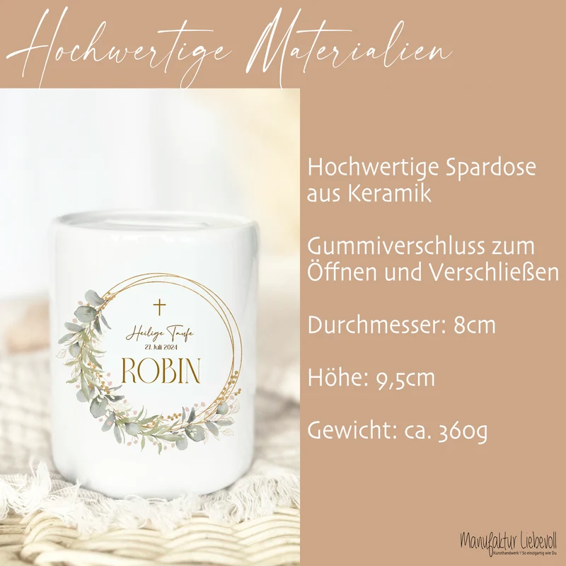 Spardose Baby Taufgeschenk Eukalyptus Spardose Babygeschenk Taufe Geschenk Baby Name Geldgeschenk Jungen Taufgeschenk Mädchen Kind Sparbüchse