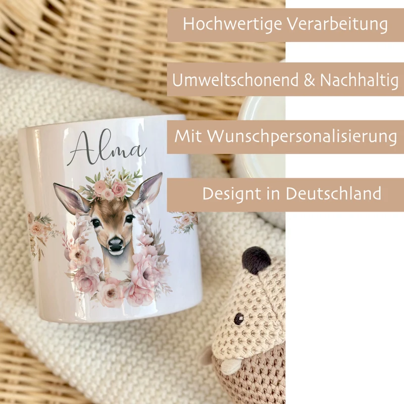 Spardose Personalisiert Mädchen Spardose Reh Spardose Rehkitz Kinderspardose Keramik Spardose mit Namen Spardose Kind