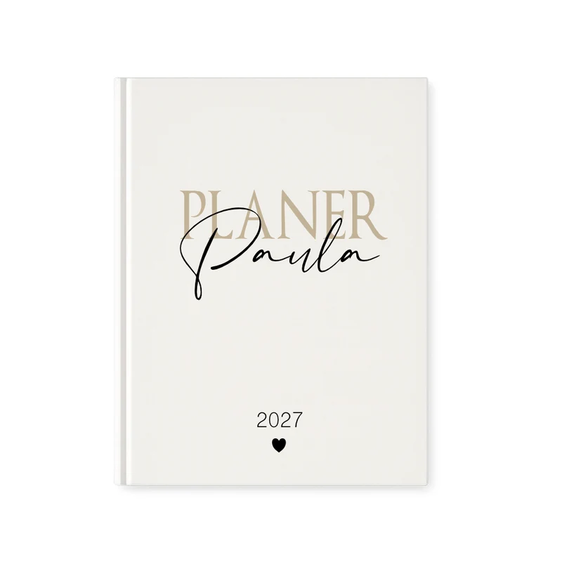 Personalisierter Terminplaner 2027 Din A5 | Hardcover Buchkalender mit Name | Weißes Cover, Modernes Design