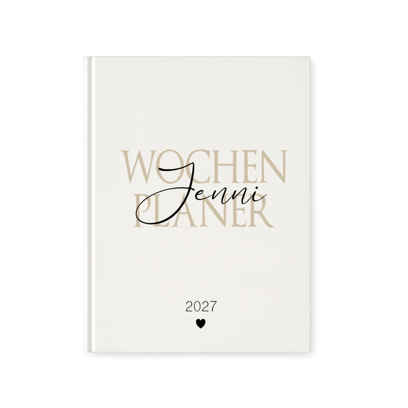 Personalisierter Terminplaner 2027 Din A5 | Hardcover Buchkalender mit Name | Weißes Cover, Modernes Design