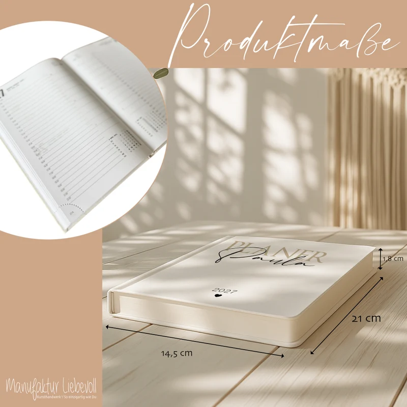 Personalisierter Terminplaner 2027 Din A5 | Hardcover Buchkalender mit Name | Weißes Cover, Modernes Design