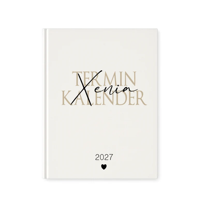 Personalisierter Terminplaner 2027 Din A5 | Hardcover Buchkalender mit Name | Weißes Cover, Modernes Design