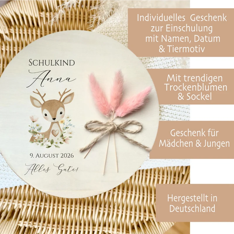 Personalisiertes Geldgeschenk zur Einschulung – Holzschild mit Namen als Geldhalter – Originelles Geschenk zum Schulanfang & Einschulungsdeko