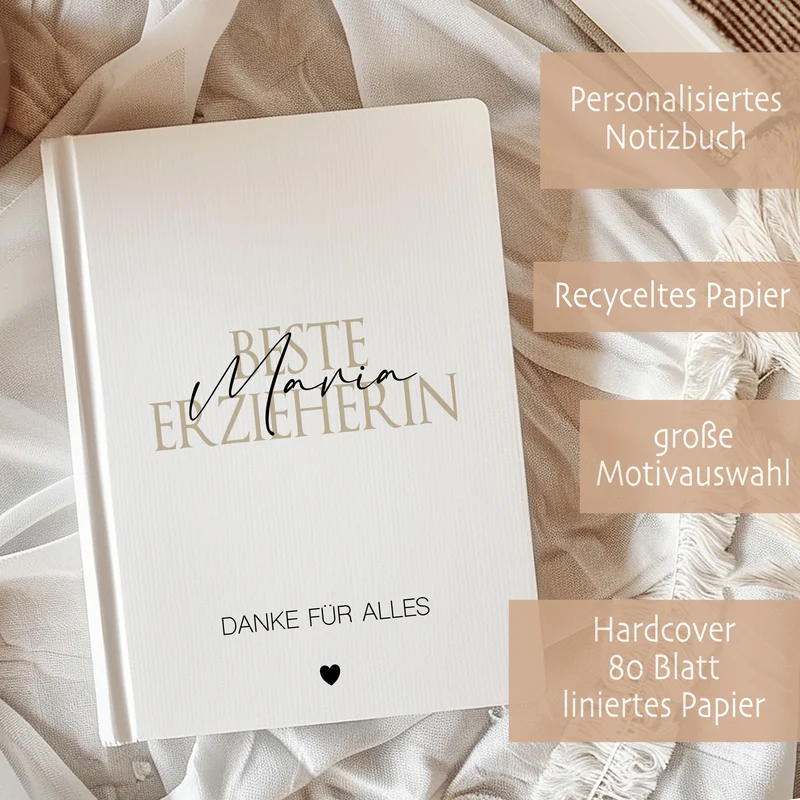 Notizbuch mit Namen Erzieherin Abschiedsgeschenk Erzieher Geschenk Dankeschön