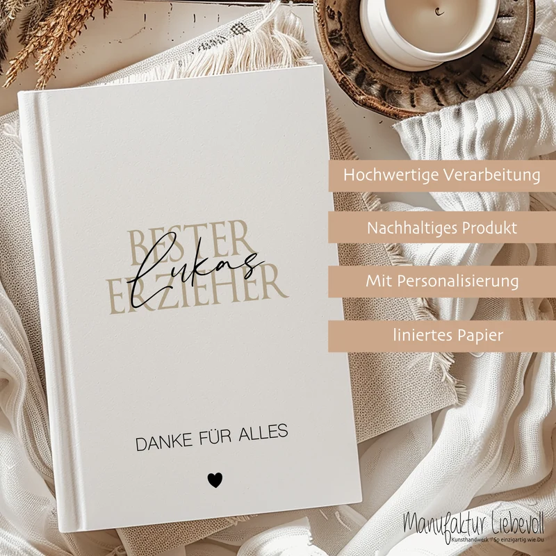 Notizbuch mit Namen Erzieherin Abschiedsgeschenk Erzieher Geschenk Dankeschön