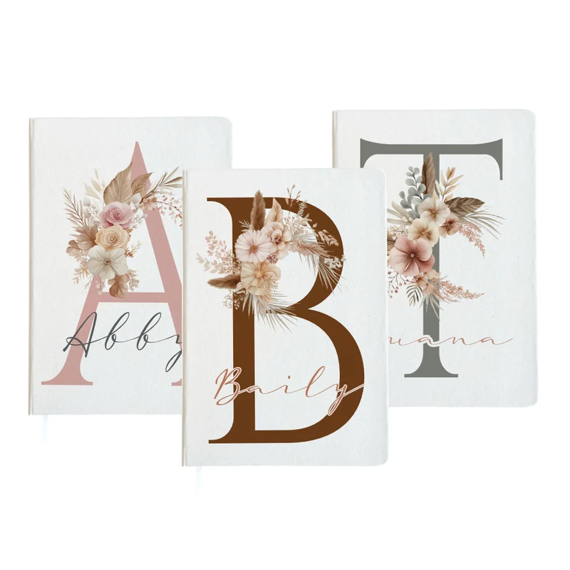 Notizbuch Personalisiert Buchstabe und Name Boho, Tagebuch, Journal, Geschenk