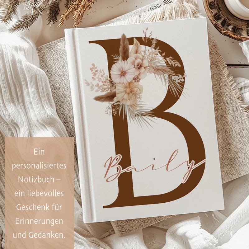 Notizbuch Personalisiert Buchstabe und Name Boho, Tagebuch, Journal, Geschenk