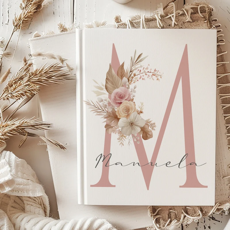 Notizbuch Personalisiert Buchstabe und Name Boho, Tagebuch, Journal, Geschenk