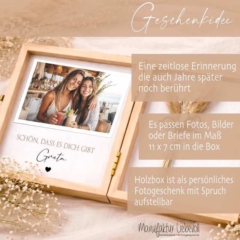 Geschenk Schwester Bruder personalisiert | Geschwister Geschenk Geburtstag Weihnachten | Fotogeschenk Holzbox mit Namen und Spruch