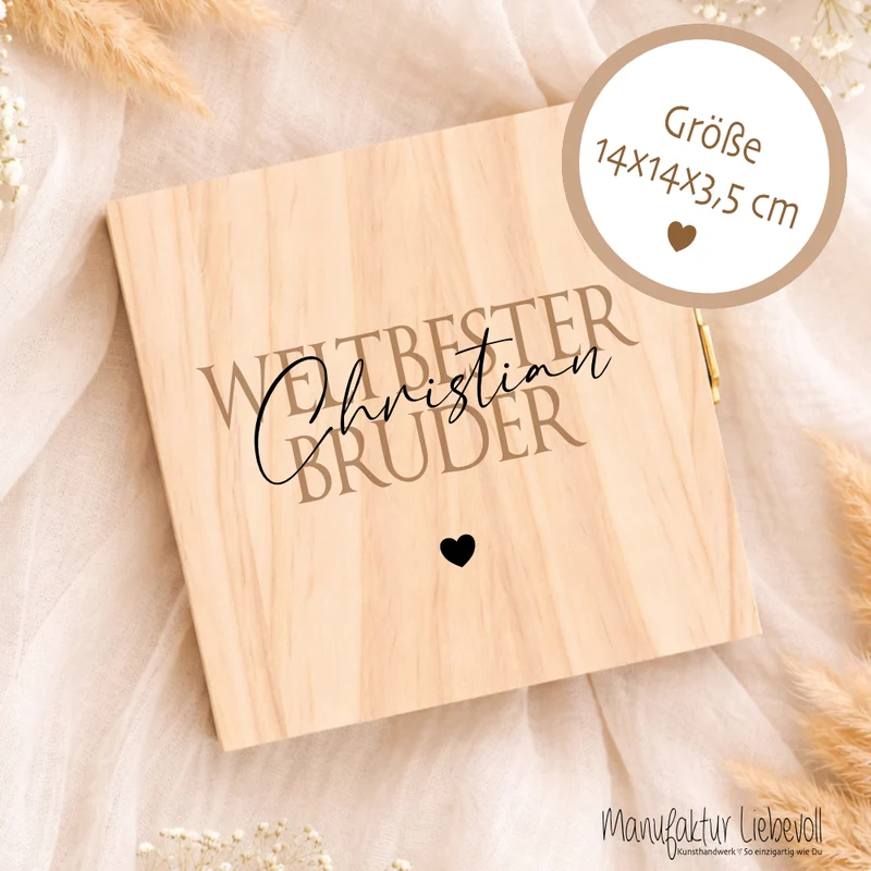 Geschenk Schwester Bruder personalisiert | Geschwister Geschenk Geburtstag Weihnachten | Fotogeschenk Holzbox mit Namen und Spruch
