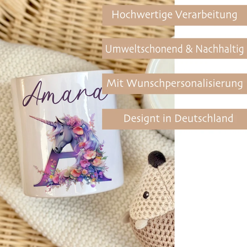 Spardose "Einhorn" mit Namen für Mädchen | Geld Geschenk für Kinder | Personalisiertes Geldgeschenk Pferde Motiv I Babygeschenk Mädchen