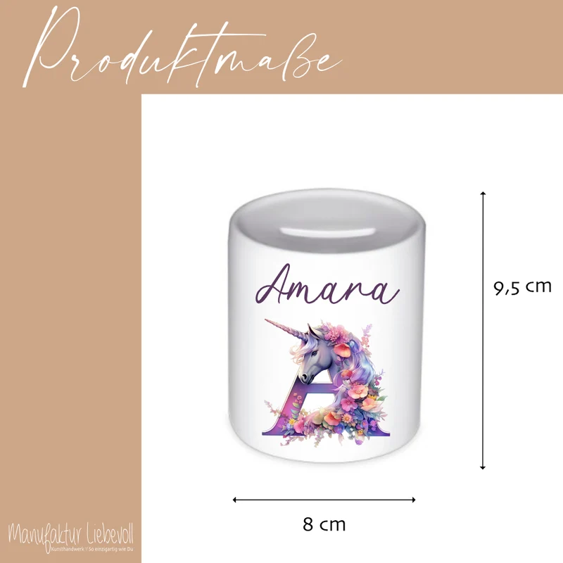 Spardose "Einhorn" mit Namen für Mädchen | Geld Geschenk für Kinder | Personalisiertes Geldgeschenk Pferde Motiv I Babygeschenk Mädchen