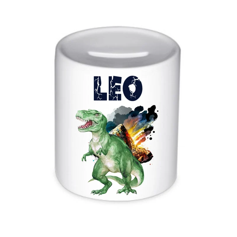 Spardose "Dino" mit Namen für Jungen | Geld Geschenk für Kinder | Personalisiertes Geldgeschenk T-Rex Spardose I Babygeschenk Jungen