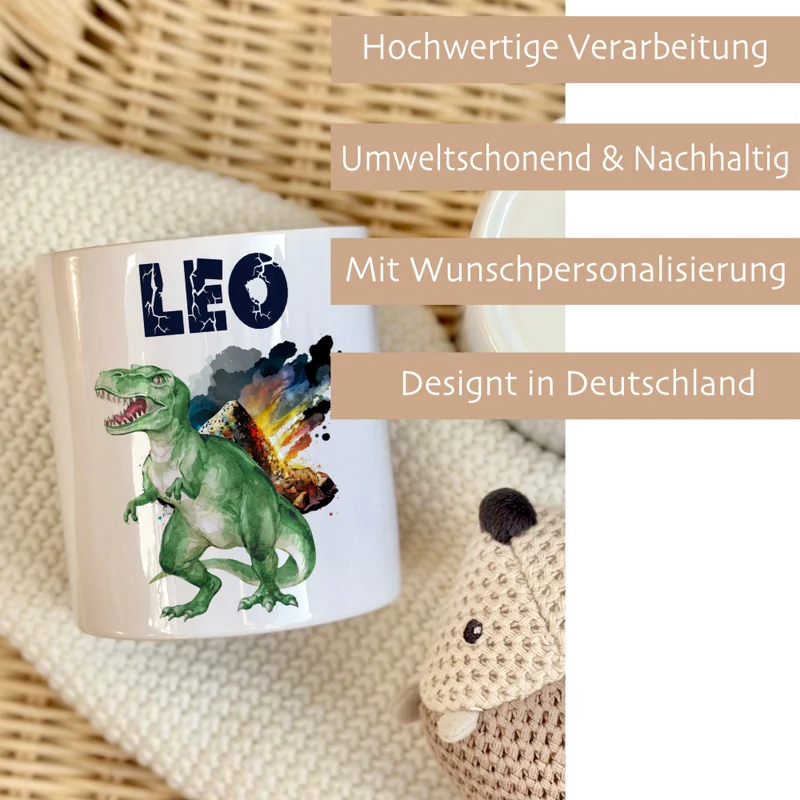 Spardose "Dino" mit Namen für Jungen | Geld Geschenk für Kinder | Personalisiertes Geldgeschenk T-Rex Spardose I Babygeschenk Jungen