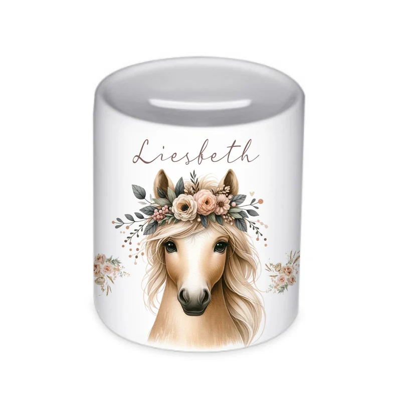 Spardose "Pony" mit Namen für Mädchen | Geld Geschenk für Kinder | Personalisiertes Geldgeschenk Pferde Spardose I Babygeschenk Mädchen