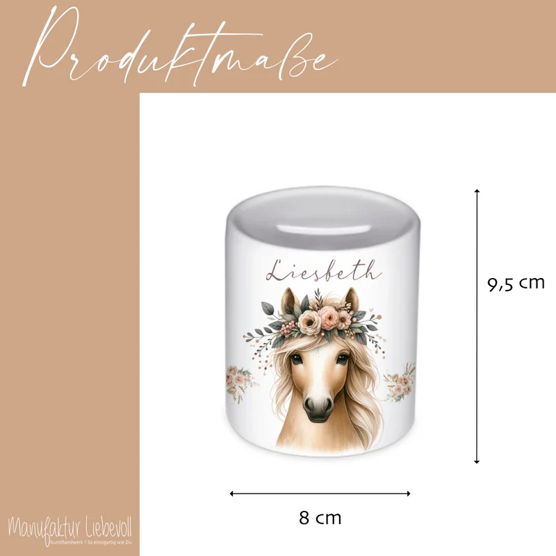 Spardose "Pony" mit Namen für Mädchen | Geld Geschenk für Kinder | Personalisiertes Geldgeschenk Pferde Spardose I Babygeschenk Mädchen