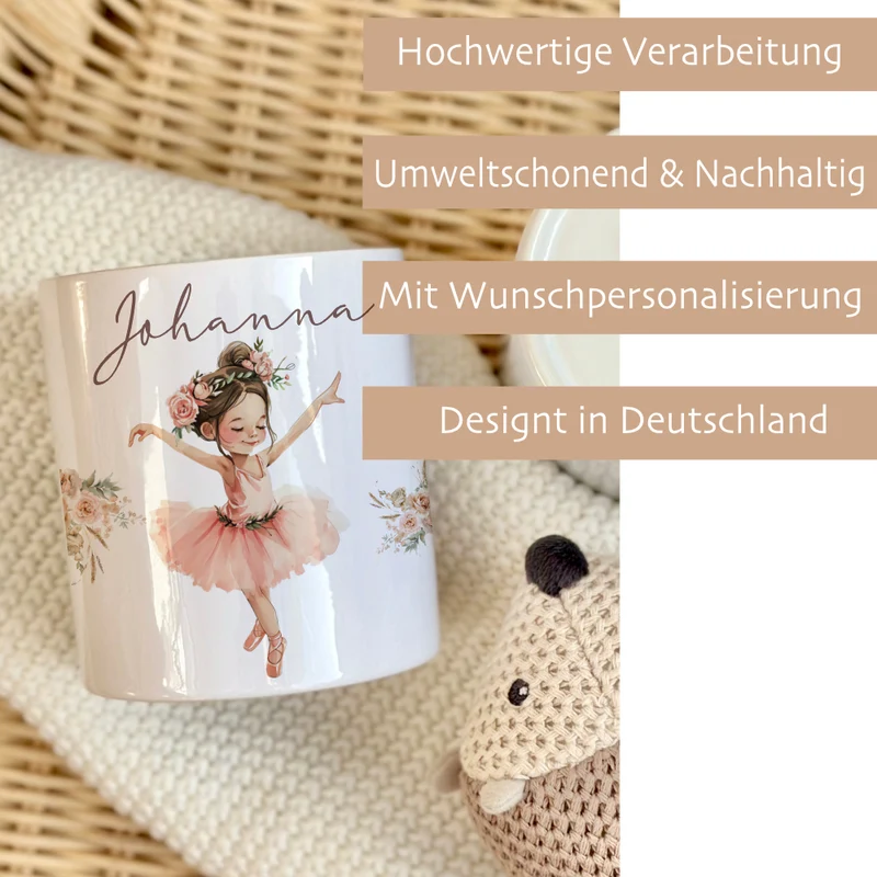 Spardose "Ballerina" mit Namen für Mädchen | Geld Geschenk für Kinder | Personalisiertes Geldgeschenk I Babygeschenk Mädchen