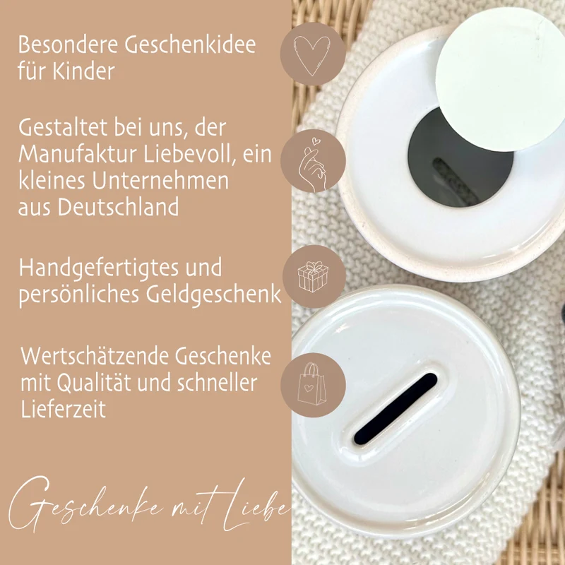 Spardose "Ballerina" mit Namen für Mädchen | Geld Geschenk für Kinder | Personalisiertes Geldgeschenk I Babygeschenk Mädchen