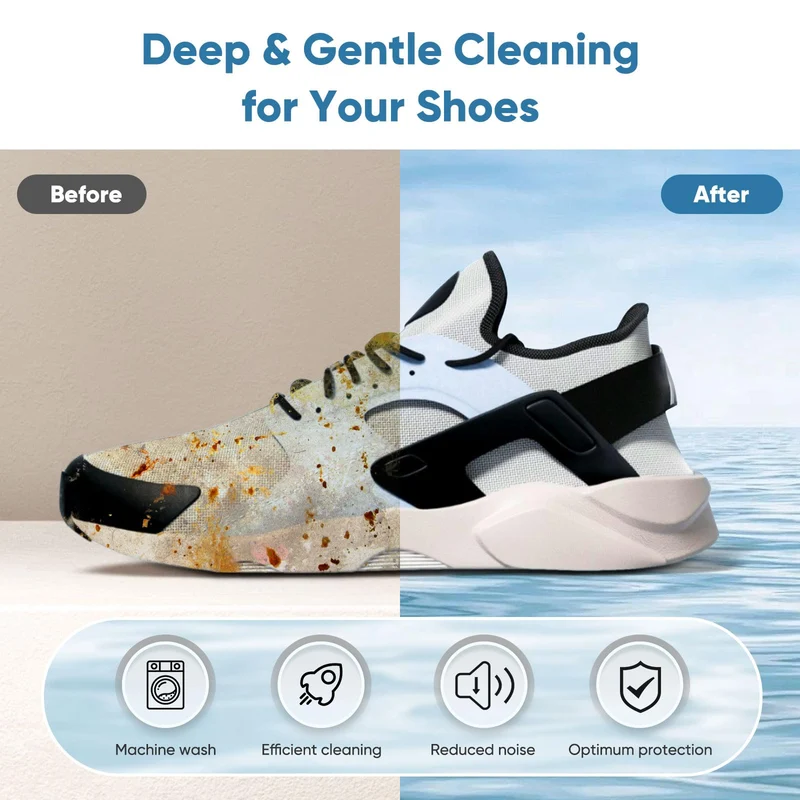 Shoe Washing Machine Bag 2Pack - Reusable Shoe Laundry Bag with Mesh Socks Bag - 360°Deep Protective Cleaning Bags for Sneakers Delicate Footwear - Home Dorm Travel Essentials, White