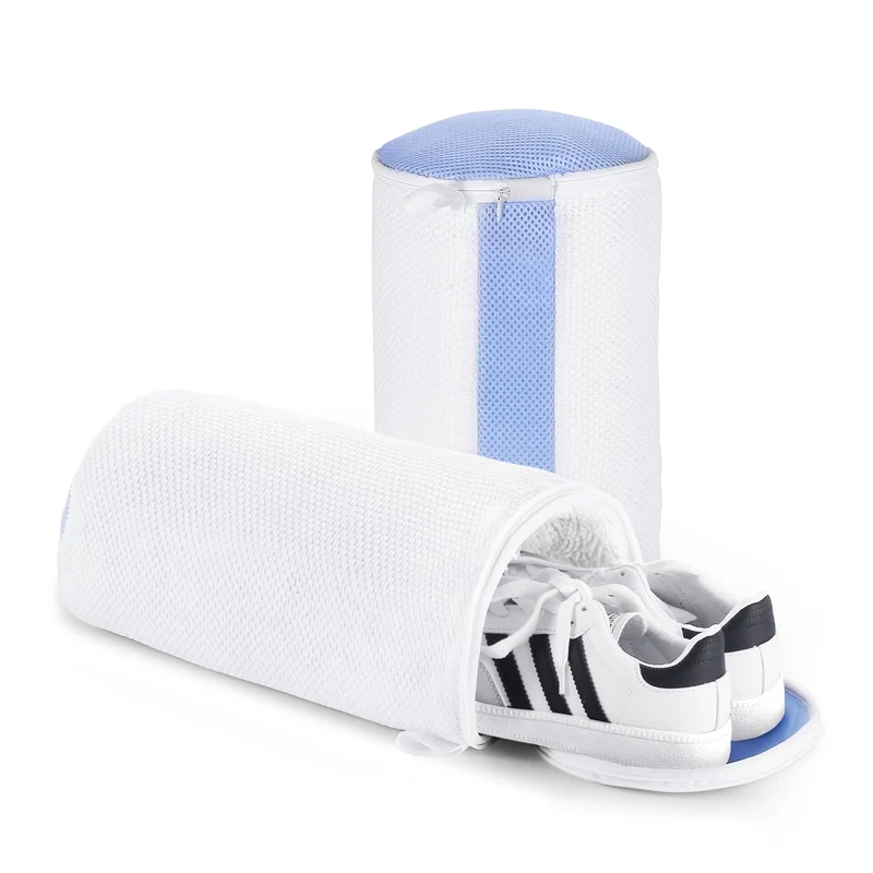 2Pcs Shoe Washing Machine Bags, Laundry Shoes Bag for Washer & Dryer, Reusable Shoe Cleaning Bag Fluffy Fiber Inside, Sneaker Tennis Laundry Bags for All Shoes, Large Size, 7 x 13 Inches