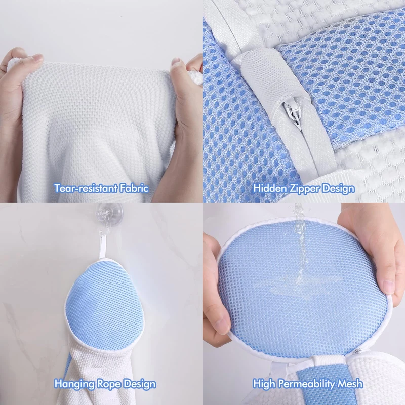 2Pcs Shoe Washing Machine Bags, Laundry Shoes Bag for Washer & Dryer, Reusable Shoe Cleaning Bag Fluffy Fiber Inside, Sneaker Tennis Laundry Bags for All Shoes, Large Size, 7 x 13 Inches