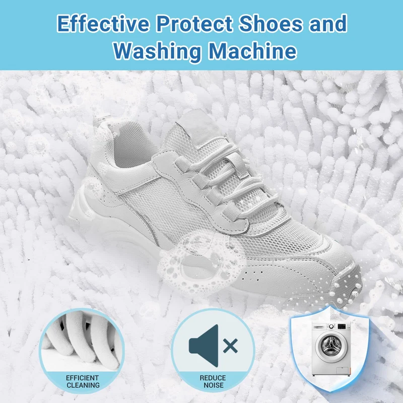 Large Shoe Bag for Washing Machine, Two-Zone Design, 2 Mesh Pockets, One-Step Wash for Complete Cleaning, Durable Invisible Zipper Sneaker Laundry Bag Home Dorm Essentials 9.45" x 13.8"